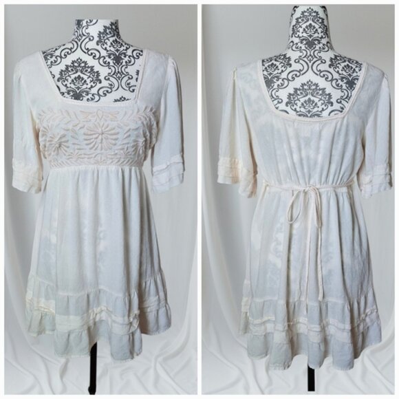 Band of the Free empire waist embroidered mini dress size medium - Picture 1 of 12